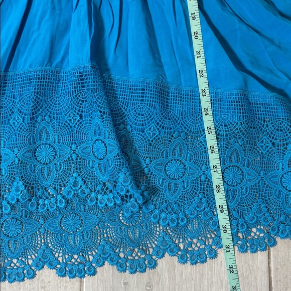 Gypsy Boho Tunic Top | Lace Crochet Detail | Blue Medium - Picture 8 of 9